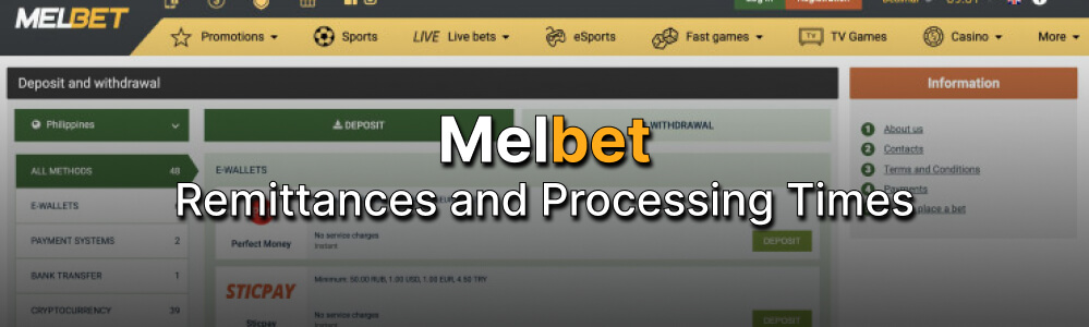 Melbet Remittances and Processing Times 